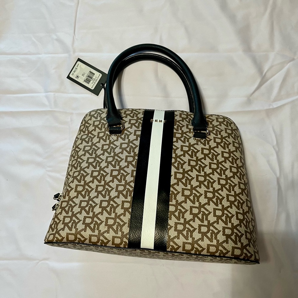 Brown and Black DKNY Women's Handbag